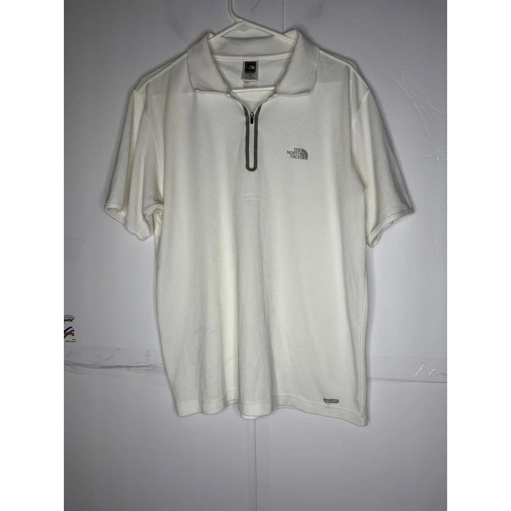 The North Face VaporWick Mens White Quarter‎ Zip Polo Shirt Textured L AT8U